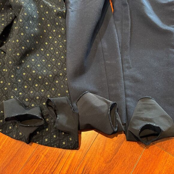 Bogner Lot Vintage Ski Stirrup Pants Two Pairs Blue Pattern and Black Gold Women - Picture 14 of 14